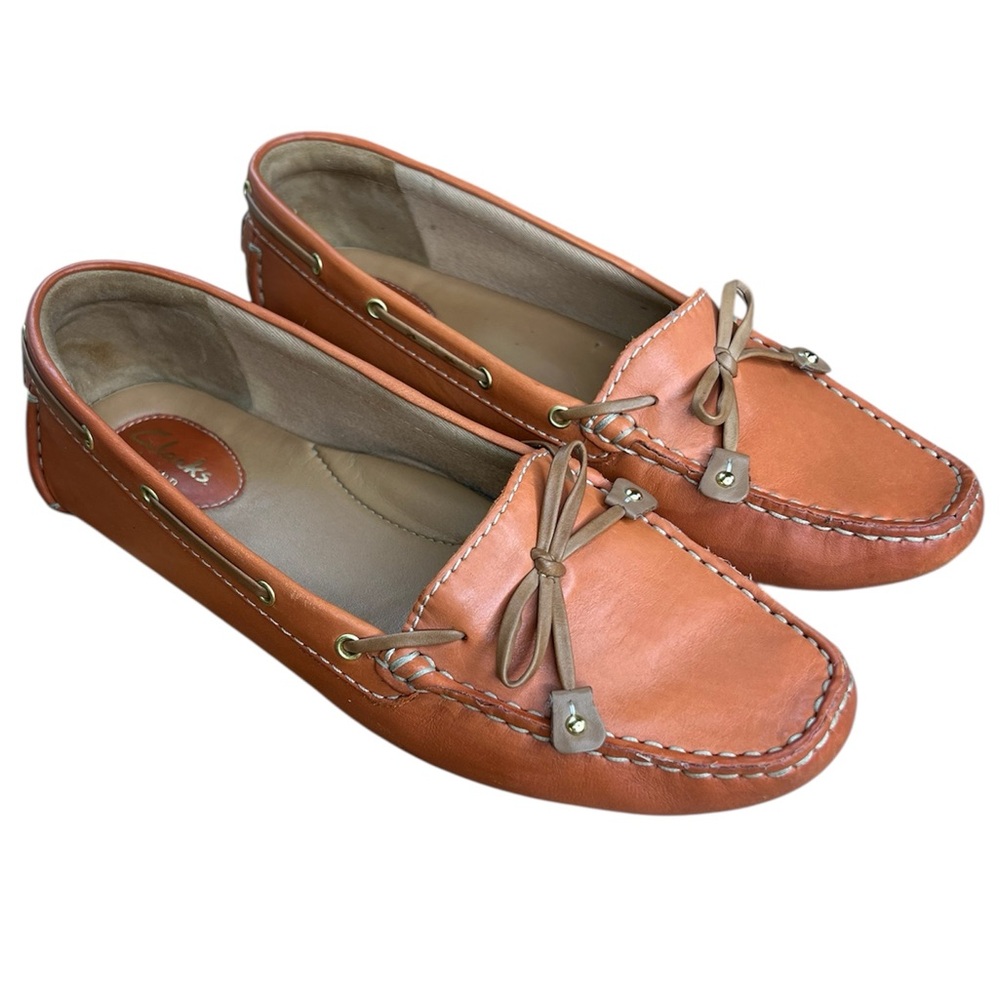 Clark's Artisan Collection Loafers Shoes Women's Genuine Leather Flats Orange 9M